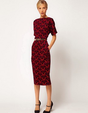 Image 1 of ASOS Wiggle Dress In Coloured Wallpaper Print