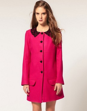 Image 1 of ASOS Coat With Lace Collar