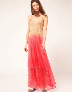 Image 1 of ASOS Maxi Dress In Dip Dye Lace