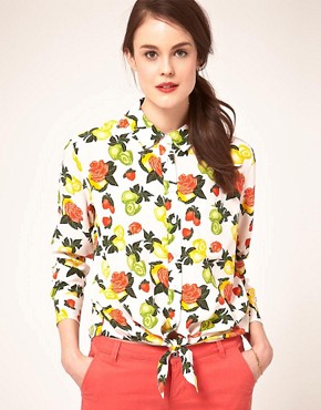 Image 1 of Equipment Silk Daddy Shirt in Fruit Print