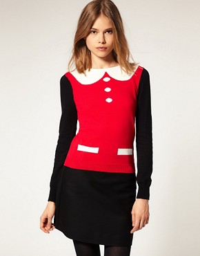 Image 1 of ASOS Sweater With Knitted Collar Detail