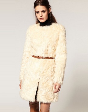 Image 1 of ASOS Faux Fur Coat in Long Length