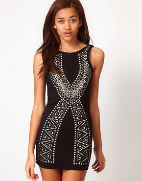 Image 1 of River Island Studded Body Con Dress