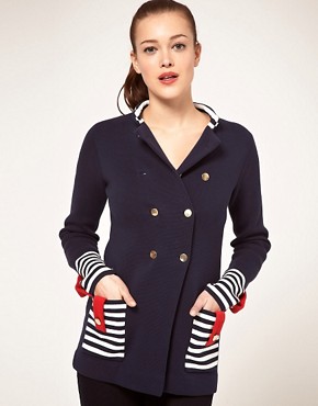 Image 1 of ASOS Knitted Jacket With Stripe Detail