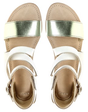 Image 3 of ASOS FLIPPER Flat Leather Sandals with Colour Block Cross Straps
