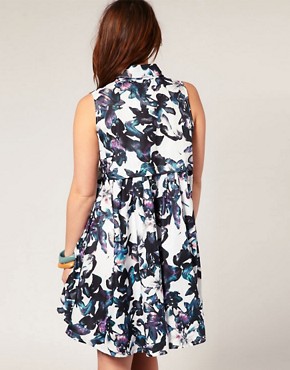 Image 2 of ASOS CURVE Watercolour Lily Swing Dress