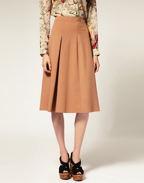Image 4 of ASOS Midi Skirt With Pleat Waistband