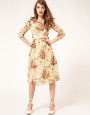 ASOS Midi Dress With Rose Print