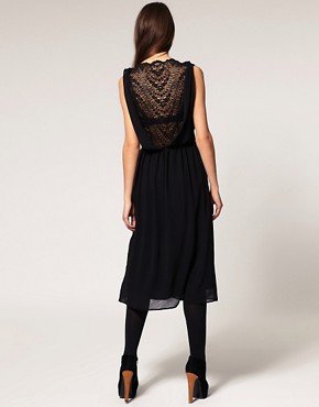 Image 2 of ASOS Midi Dress With Lace Inserts