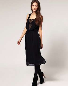 Image 4 of ASOS Midi Dress With Lace Inserts