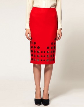Image 4 of ASOS Pencil Skirt With Laser Cut Detail