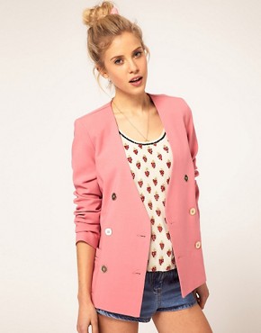 Image 1 of ASOS Double Breasted Blazer With Gold Buttons