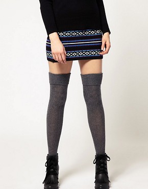 Image 1 of ASOS Wool Cable Over The Knee Socks