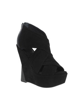 Image 1 of ASOS TRAGEDY Leather And Stingray Wedge Shoe Boots