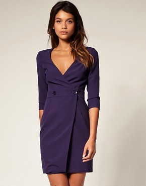 Image 1 of ASOS Wrap Pencil Dress with Fitted Skirt