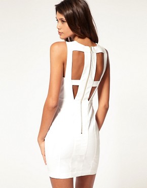 Image 1 of ASOS Cut Out Bodycon Dress with Mesh Insert