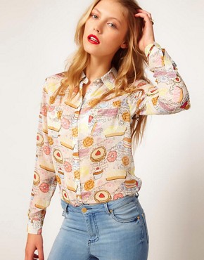 Image 1 of ASOS Shirt With Patisserie Print