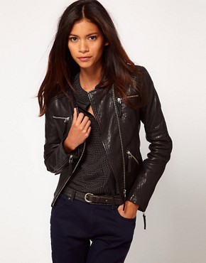 Image 1 of Whistles Molly Bubble Leather Jacket