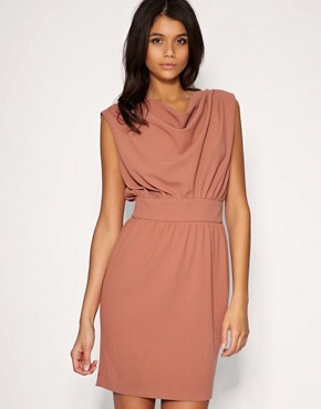 Image 1 of ASOS Tailored Off Shoulder Fitted Waist Dress