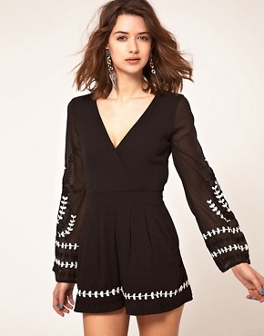 Image 1 of ASOS Playsuit with Mex Tex Embroidery