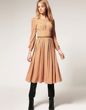 Image 1 of ASOS Printed Midi Dress with Twist Front