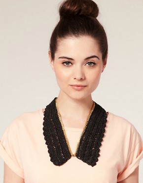 Image 1 of ASOS Woven Metal Collar with Gold Trim