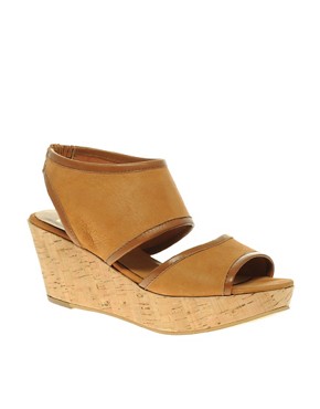 Image 1 of ASOS HARRY Two Part Leather Mid Wedge