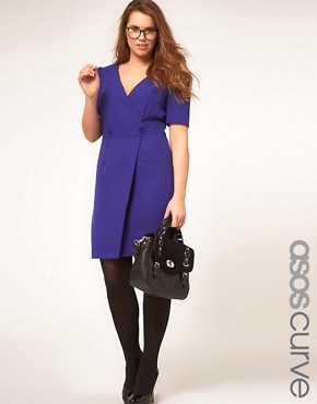 Image 1 of ASOS CURVE Wrap Dress With Button Waist