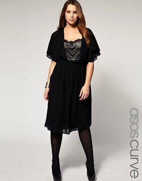 Image 1 of ASOS CURVE Dress With Lace Front And Back Panels