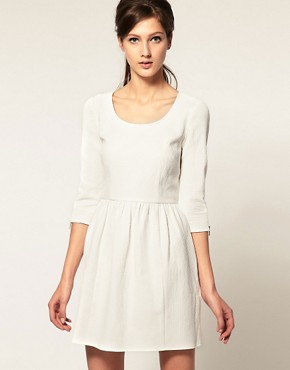 Image 2 of ASOS Pique Fit And Flare Dress With Bow Back Detail