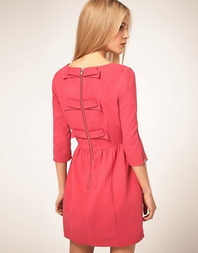 Image 1 of ASOS Pique Fit And Flare Dress With Bow Back Detail