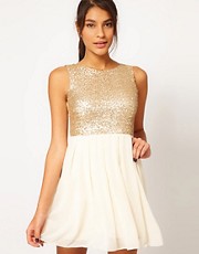 TFNC Babydoll Dress with Sequin Bodice