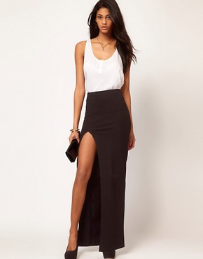 Image 1 of ASOS Maxi Skirt with Thigh High Split