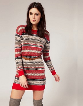 Image 1 of River Island Wool Mix Fair Isle Knit Dress