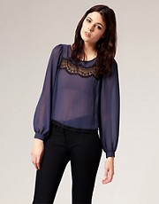 River Island Lace Insert Blouse