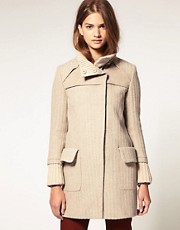 ASOS Coat With Chunky Rib Funnel Neck