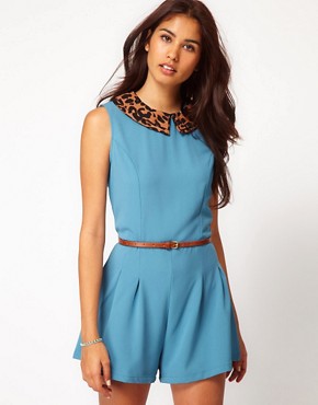 Image 1 of Glamorous Animal Colar Belted Playsuit