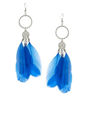 Image 1 of Lipsy Exclusive To ASOS Metal Feather Drop Earrings