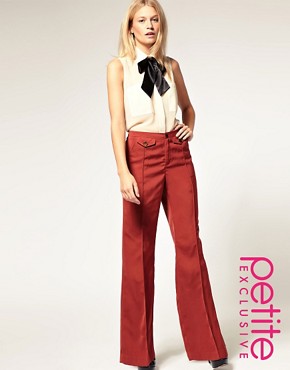 Image 1 of ASOS PETITE Exclusive High Waisted Wide Leg Trousers