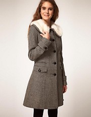 ASOS Swing Coat With Faux Fur Collar