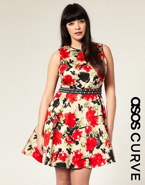 Image 1 of ASOS CURVE Flared Floral Dress