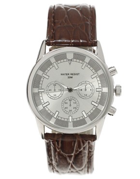 Image 1 of ASOS Chronograph Style Watch With Textured Strap