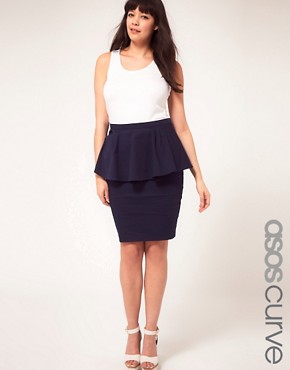 Image 1 of ASOS CURVE Exclusive Skirt With Peplum Waist