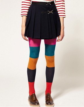Image 1 of Pieces Ibrock Colour Block Tights