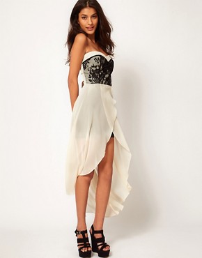 Image 1 of TFNC Dress with Lace Bodice and Hi Lo Skirt