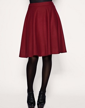 Image 4 of Warehouse Wool Mix Red Full Skirt