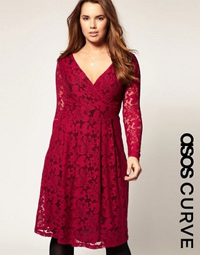 Image 1 of ASOS CURVE Lace Dress With Cross Front