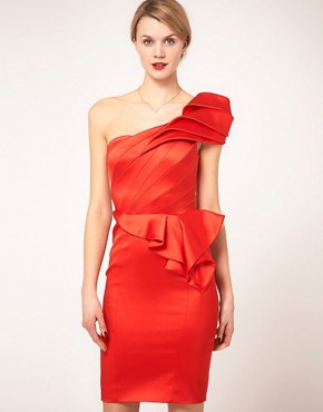 Image 1 of Karen Millen One Shoulder Dress With Peplum