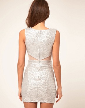 Image 2 of TFNC Sequin Dress with Mesh Inserts