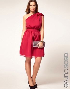 Image 1 of ASOS CURVE Exclusive Midi Dress With Corsage Shoulder